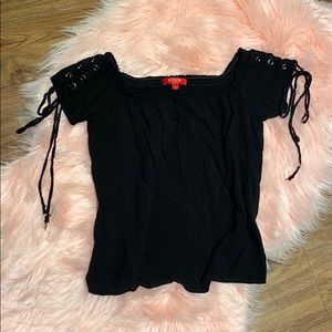 Black Guess Blouse/ Shirt Off the Shoulder Ties